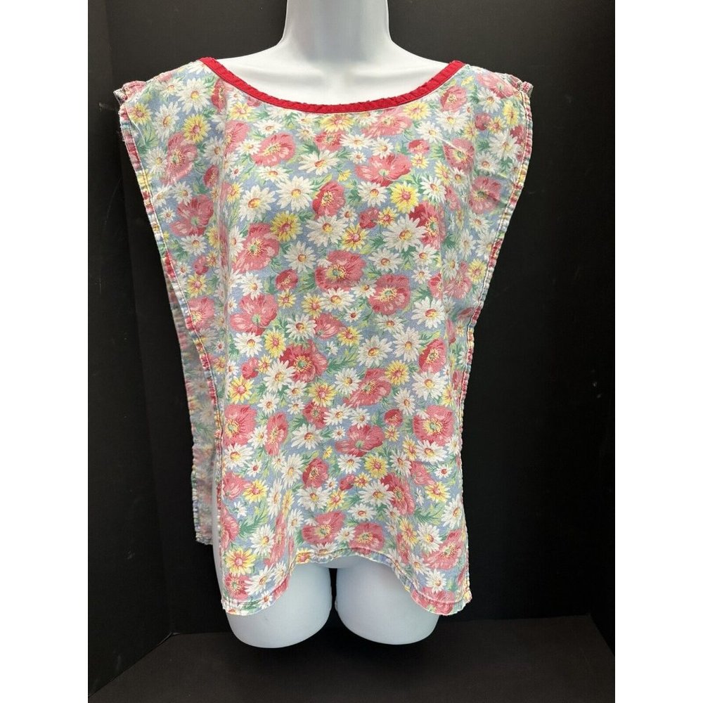 Vintage 1950’s MCM, Art Smock, Cooking Smock Apron 1 Size Pink with Flowers